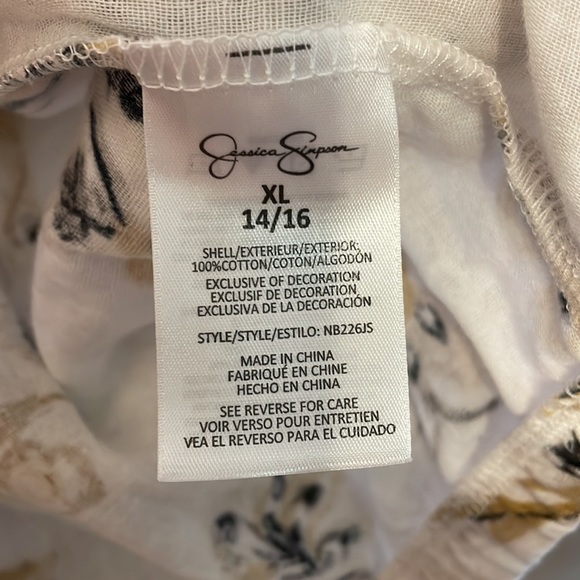 Jessica Simpson Cotton Floral Balloon Sleeve Peasant Top - Picture 6 of 9